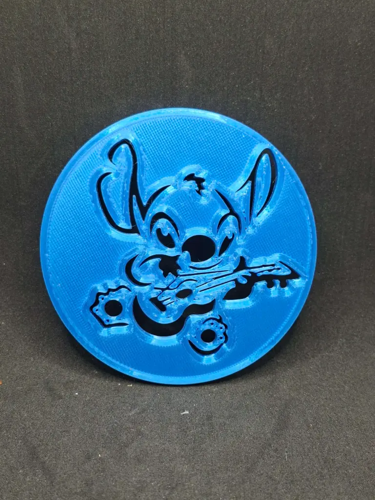 stitch sous tasse / verre (stitch guitare, bleu/argent)